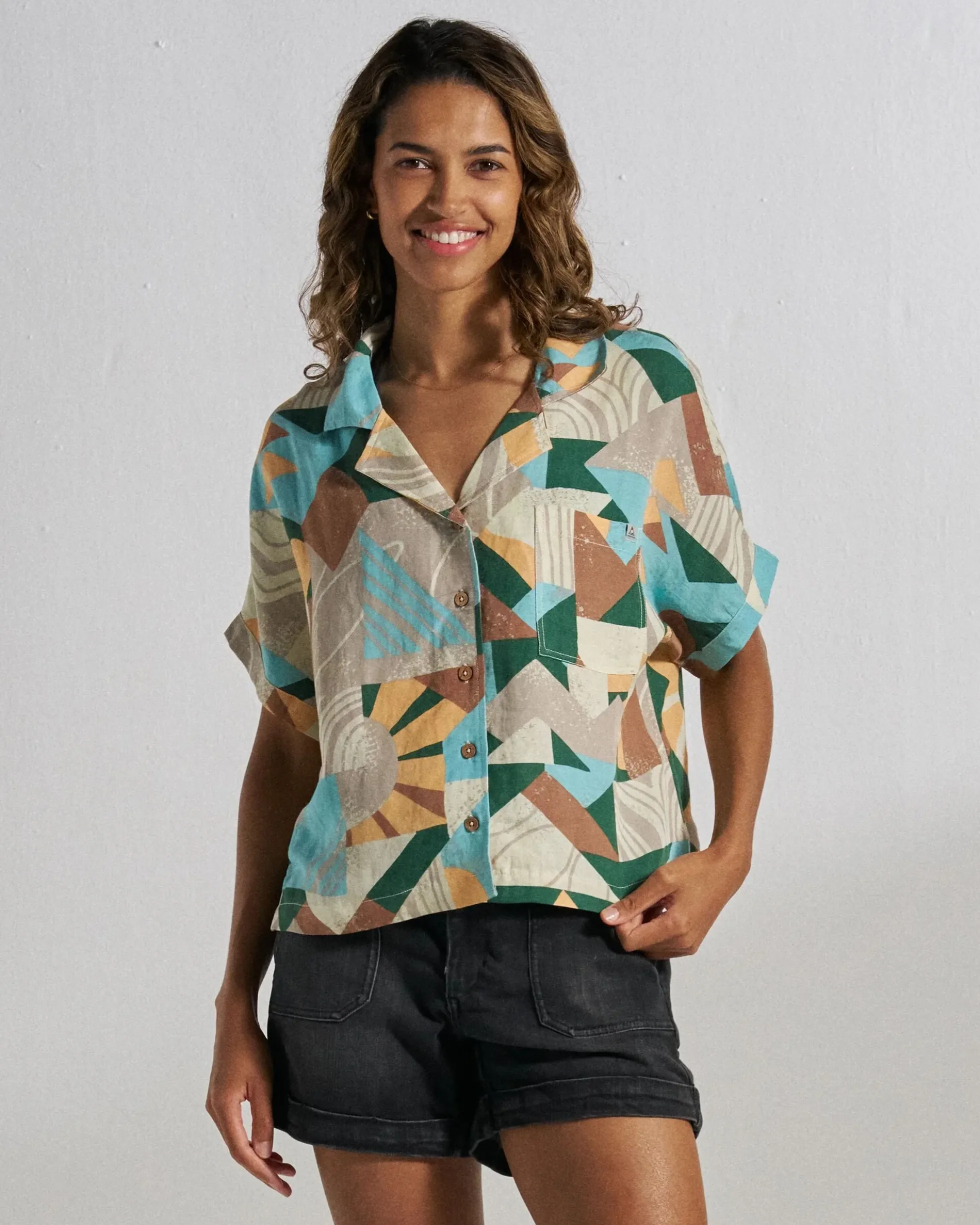 Damen Arden Linen Kurzarmhemd