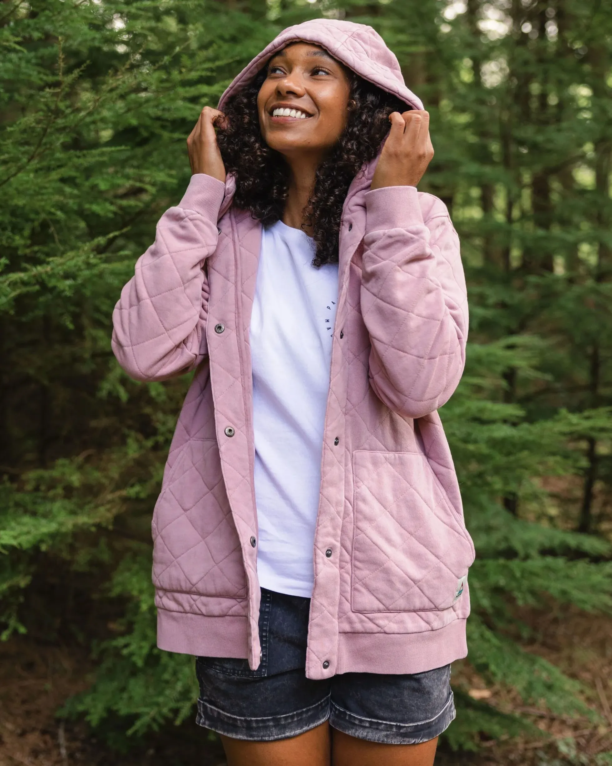 Damen Clementine Gesteppter Popper Up Hoodie