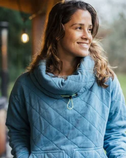 Damen Clementine Gestepptes Stehkragen-Top