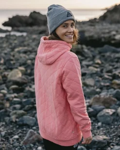 Damen Clementine Gestepptes Popper Up Hoodie