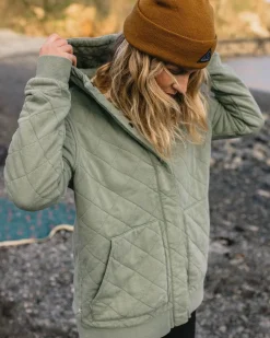 Damen Clementine Quilted Popper Up Hoodie