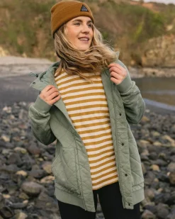 Damen Clementine Quilted Popper Up Hoodie