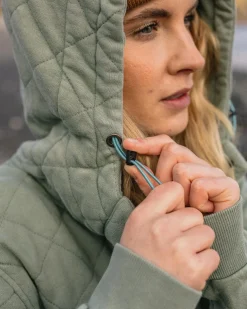 Damen Clementine Quilted Popper Up Hoodie