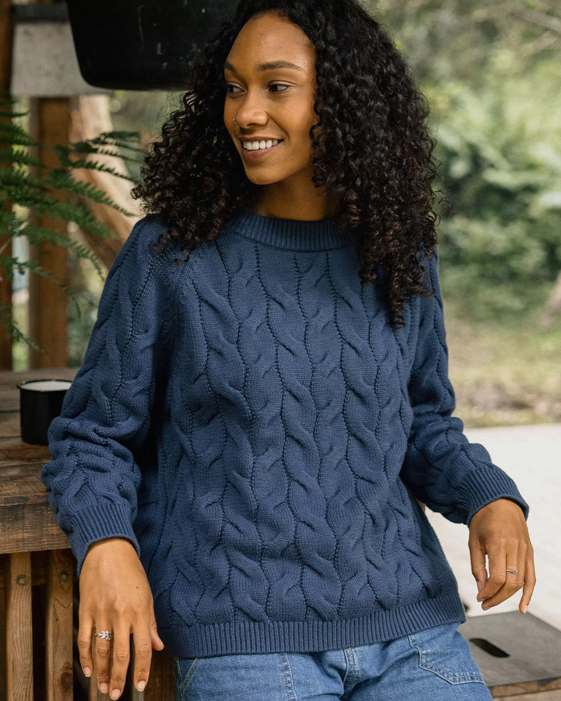 Damen Comfort Stripe Bio-Gestrickter Pullover