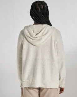 Damen Cove Bio-Baumwoll Strick Hoodie mit Reißverschluss- Off White