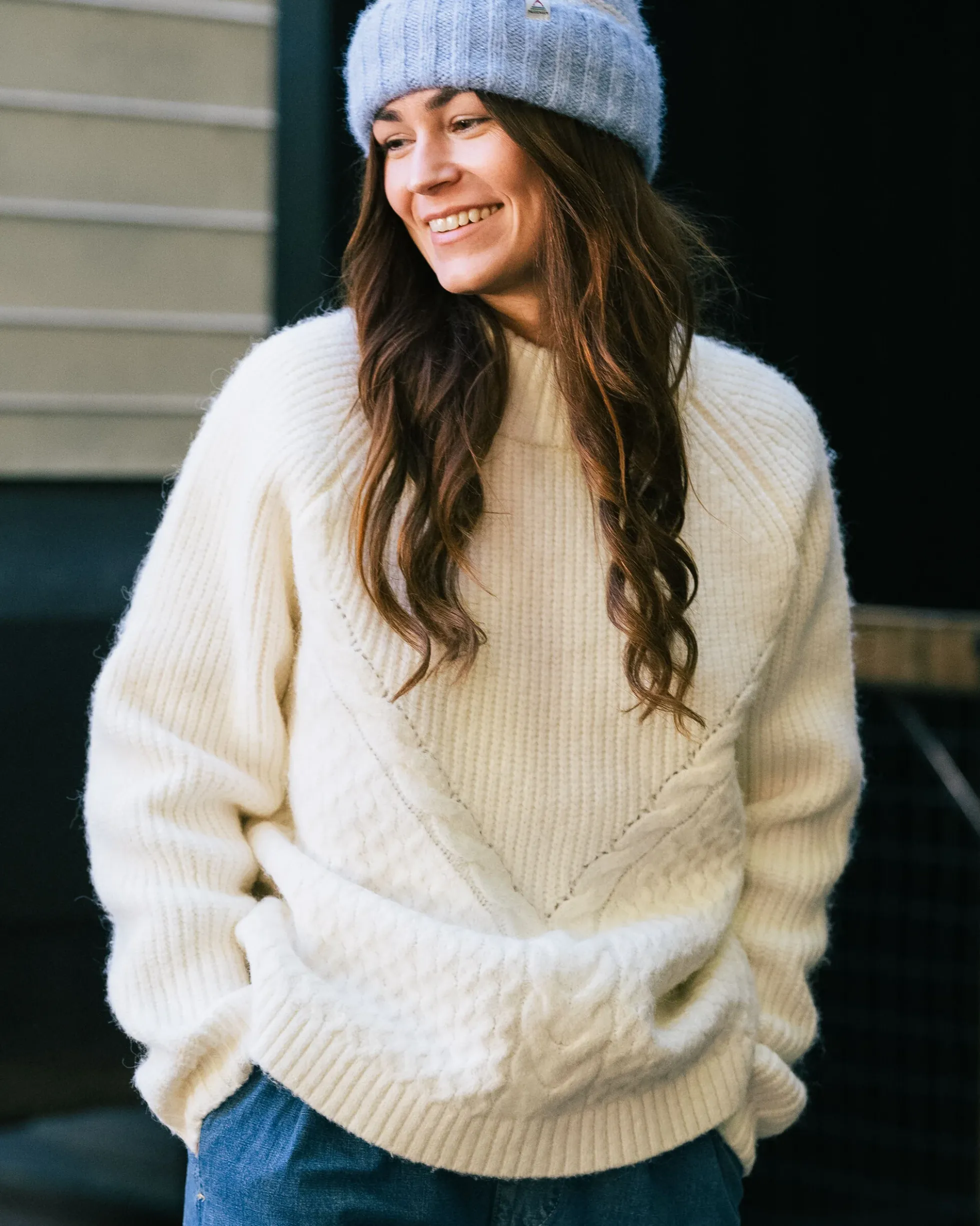 Damen Cozy Kabel-Strick-Pullover