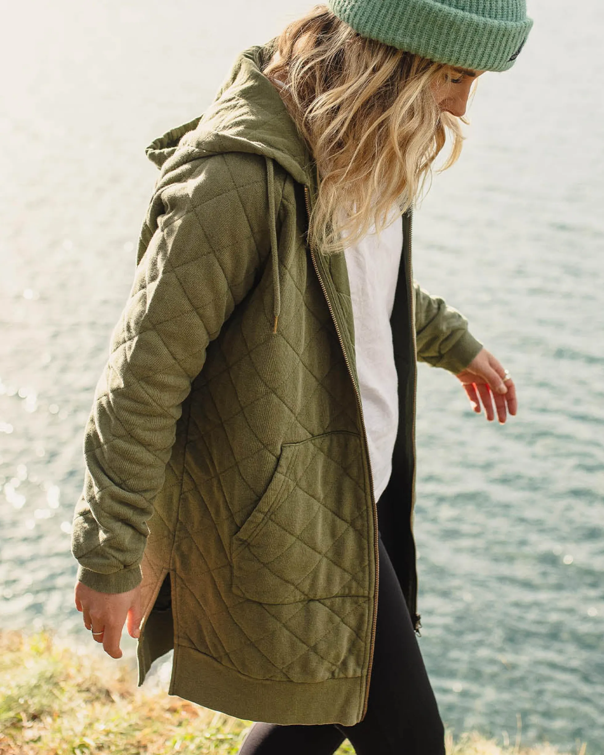 Damen Getaway Gesteppter Full Zip Hoodie