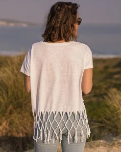 Damen Henna Quasten T-Shirt