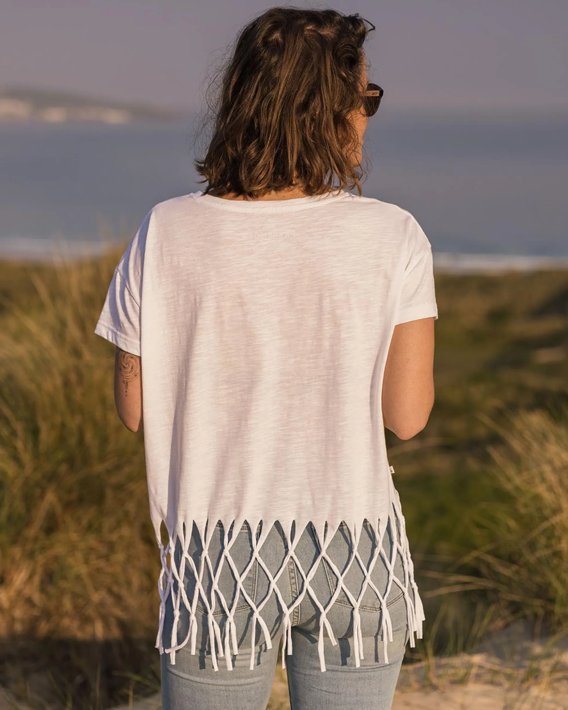 Damen Henna Quasten T-Shirt