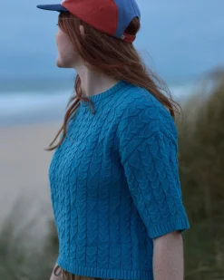 Damen Homely Kurzarm-Strickpullover