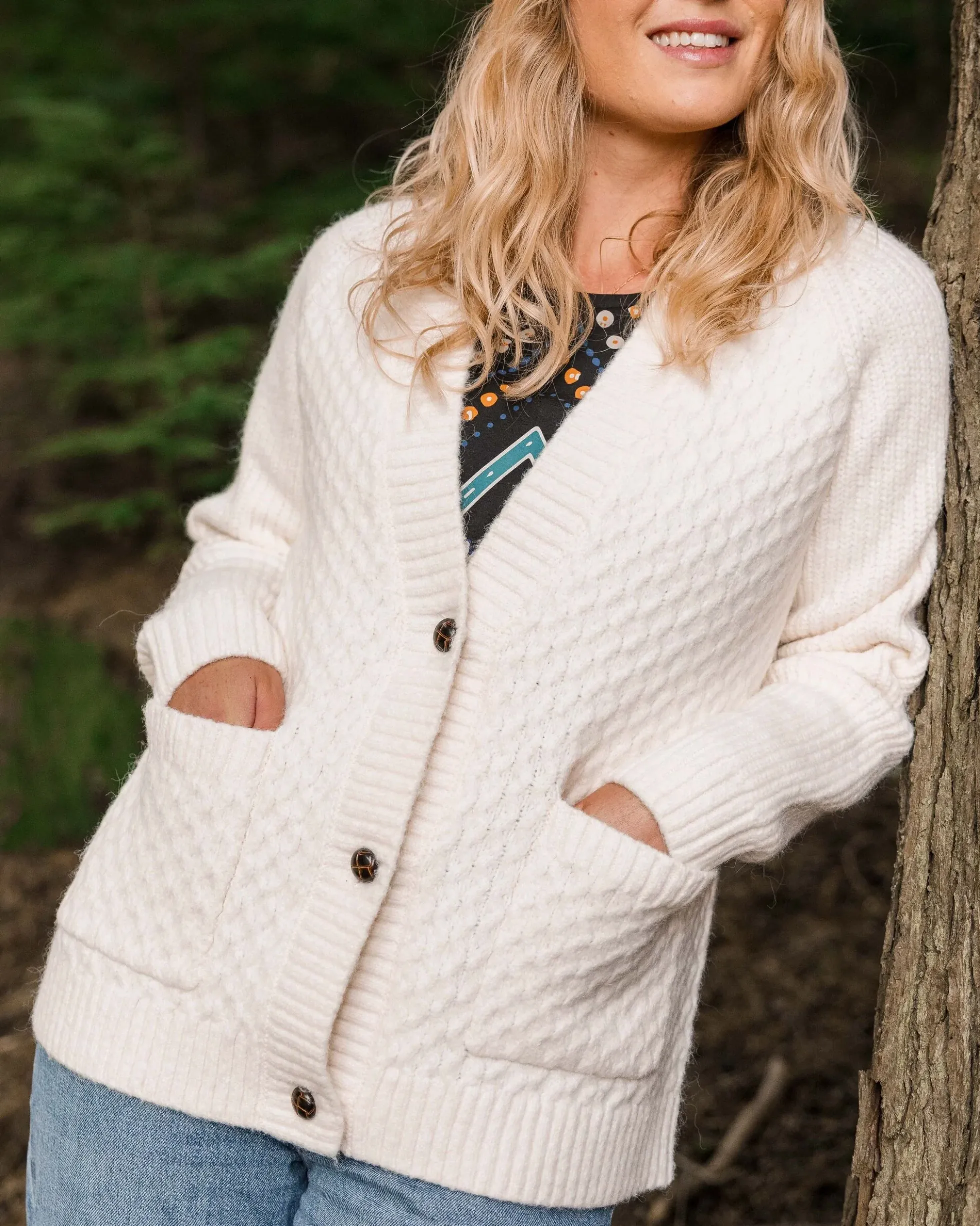 Damen Homey Gestricktes Kabel Cardigan