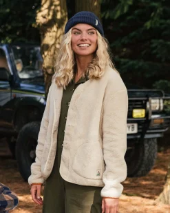 Damen Iris Fleecejacke ohne Kragen – Hafer