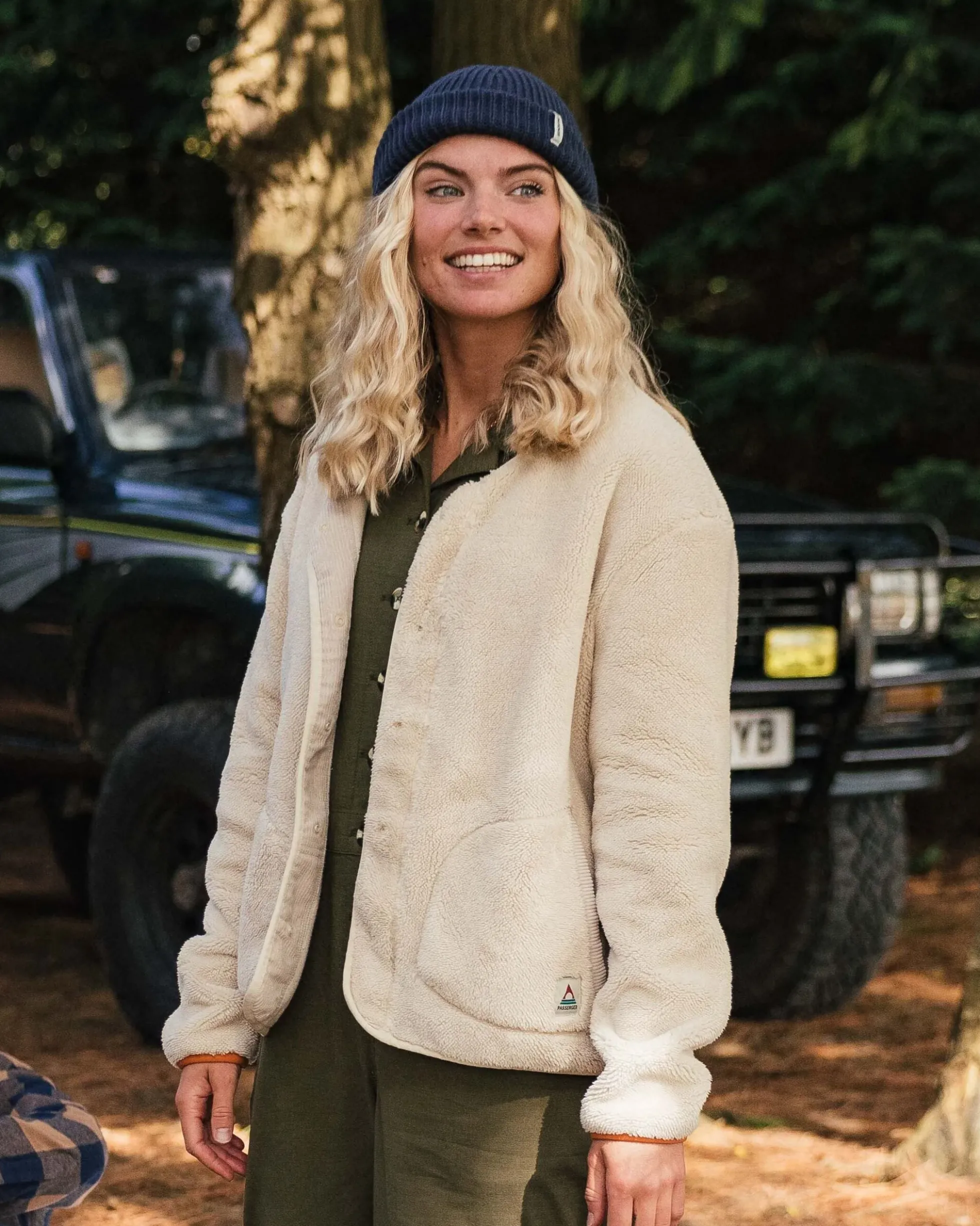 Damen Iris Fleecejacke ohne Kragen – Hafer