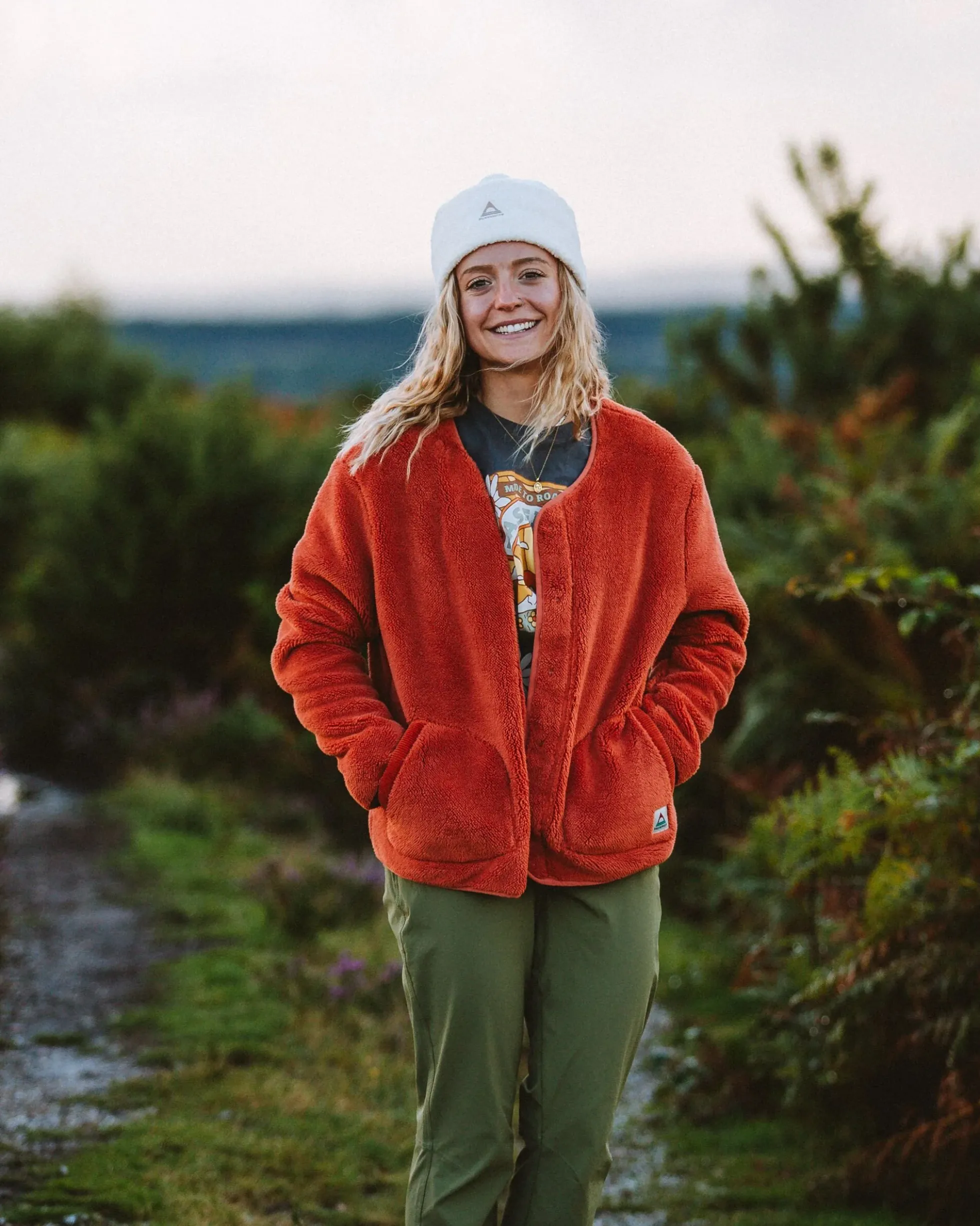 Damen Iris Kragenlose Fleecejacke