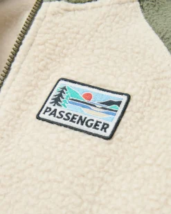 Damen North Coast Sherpa-Fleecejacke mit Reißverschluss – Staubiges Oliv/Oatmeal