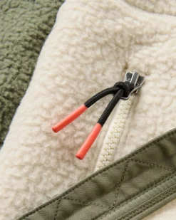 Damen North Coast Sherpa-Fleecejacke mit Reißverschluss – Staubiges Oliv/Oatmeal