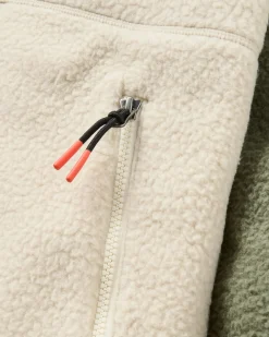 Damen North Coast Sherpa-Fleecejacke mit Reißverschluss – Staubiges Oliv/Oatmeal