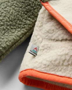 Damen North Coast Sherpa-Fleecejacke mit Reißverschluss – Staubiges Oliv/Oatmeal