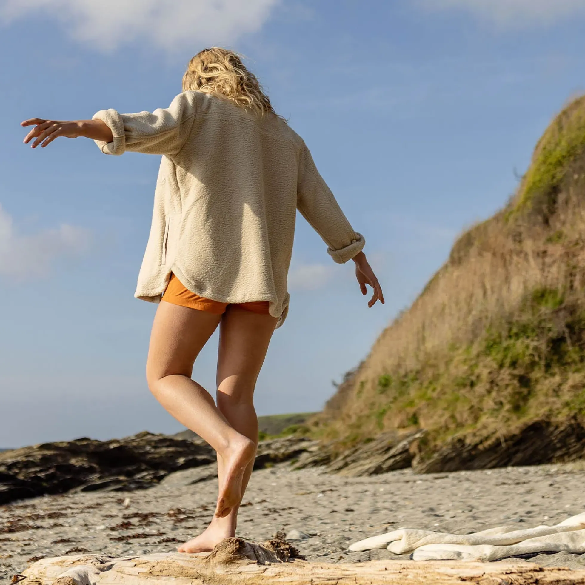Damen Rappel Sherpa Fleece Oversized Shirt