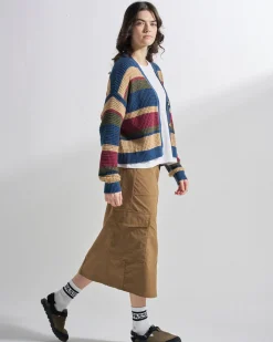 Damen Reflection Offenes Strick-Streifiges Cardigan