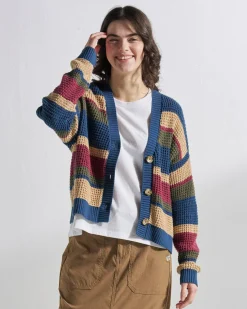 Damen Reflection Offenes Strick-Streifiges Cardigan