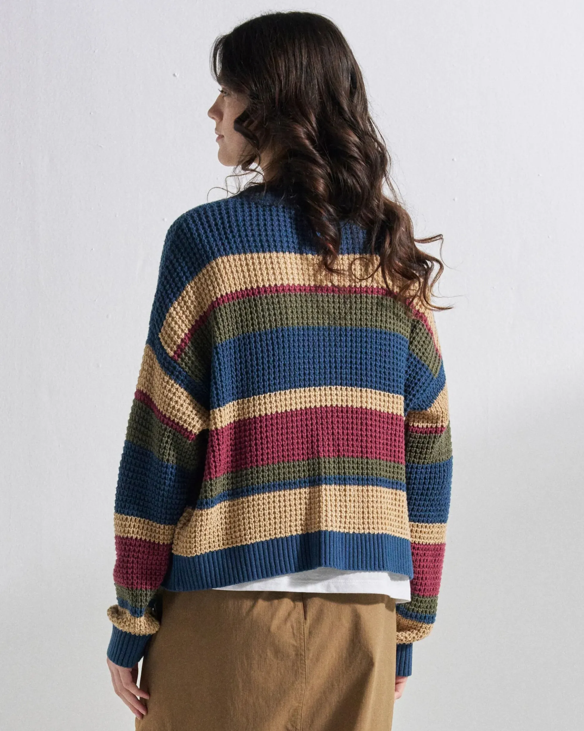 Damen Reflection Offenes Strick-Streifiges Cardigan