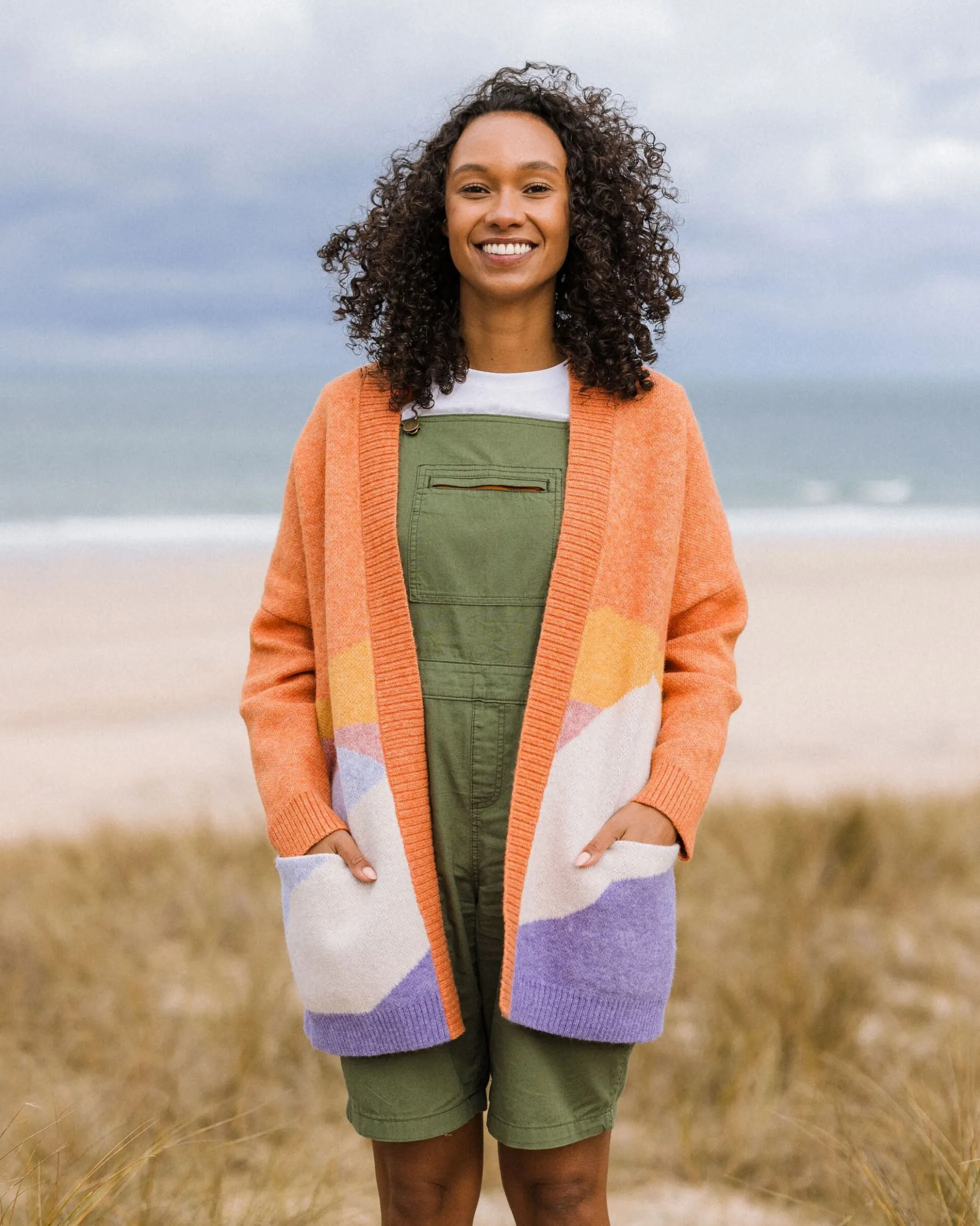 Damen Scenic Langgestrickter Cardigan