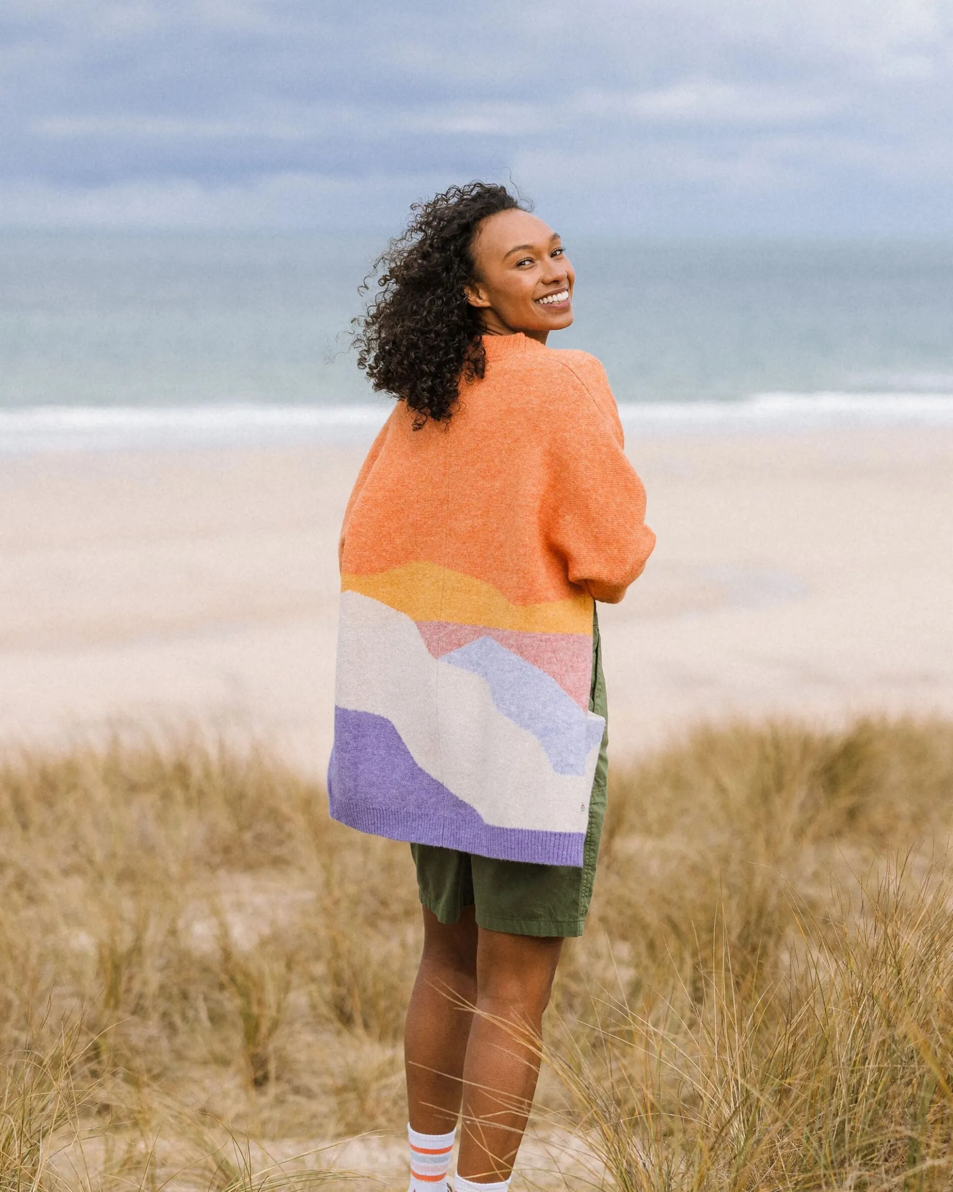 Damen Scenic Langgestrickter Cardigan