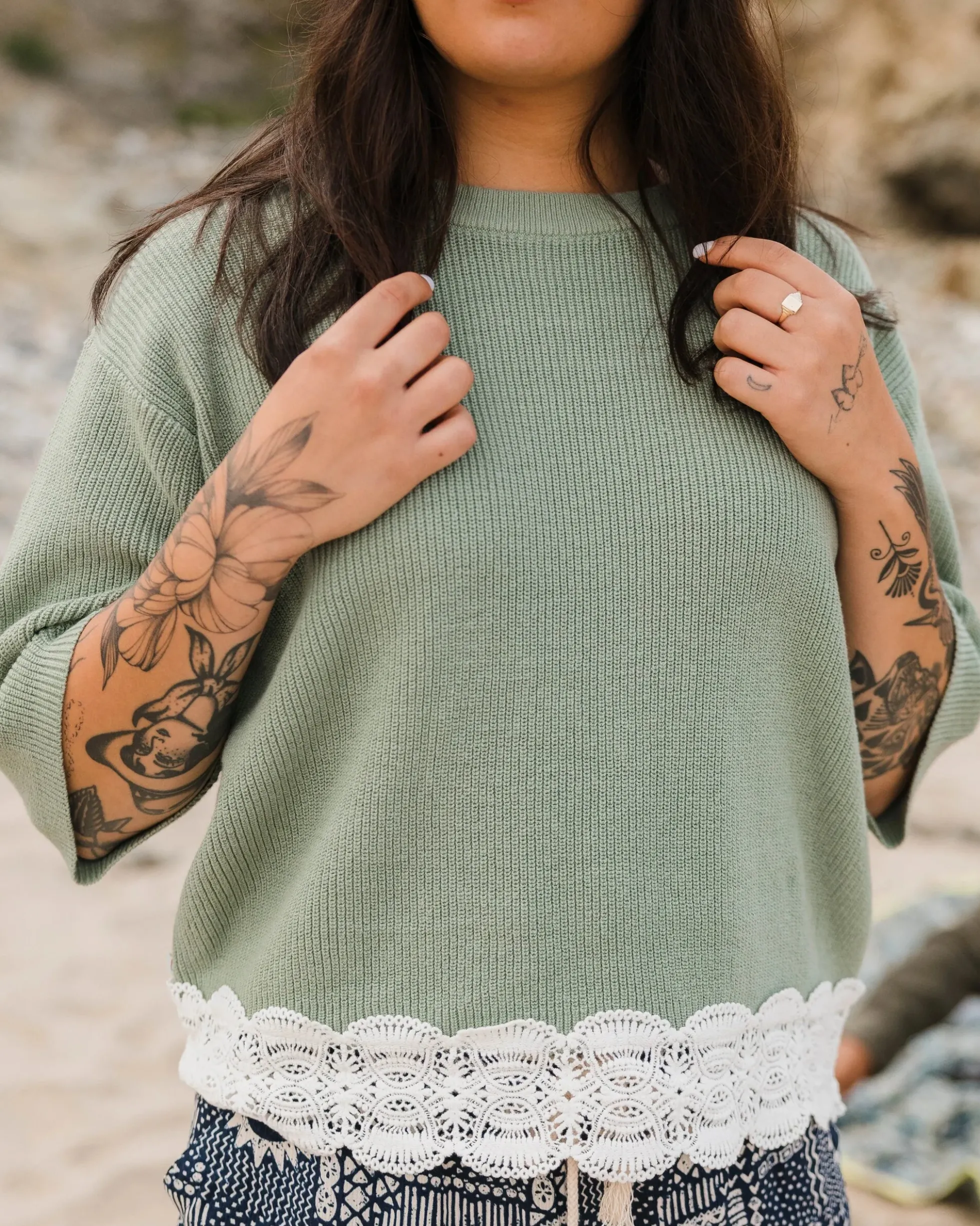 Damen Vintage Bio-Strickpullover