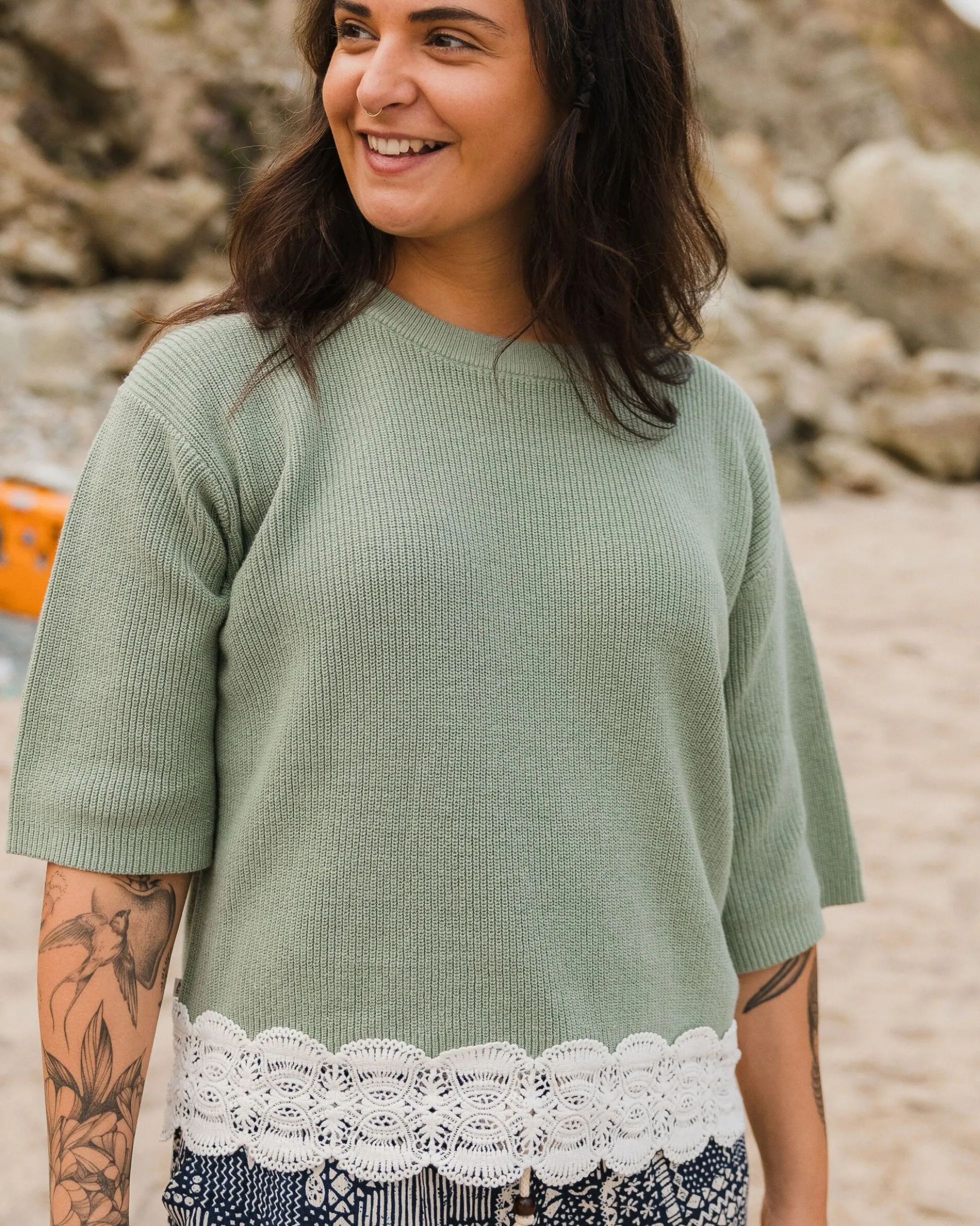Damen Vintage Bio-Strickpullover