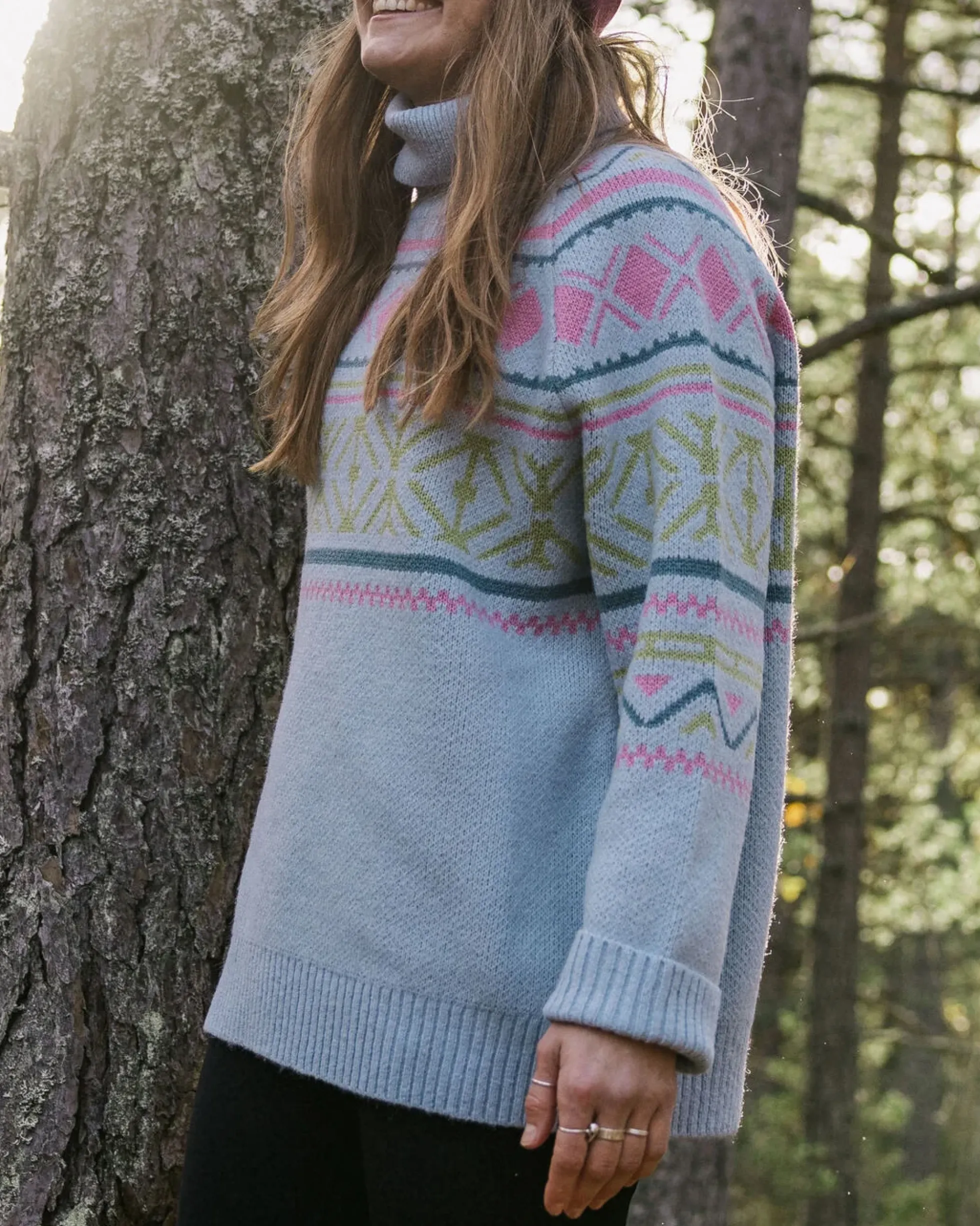 Damen Whimsical Oversized Polo Neck Strickpullover