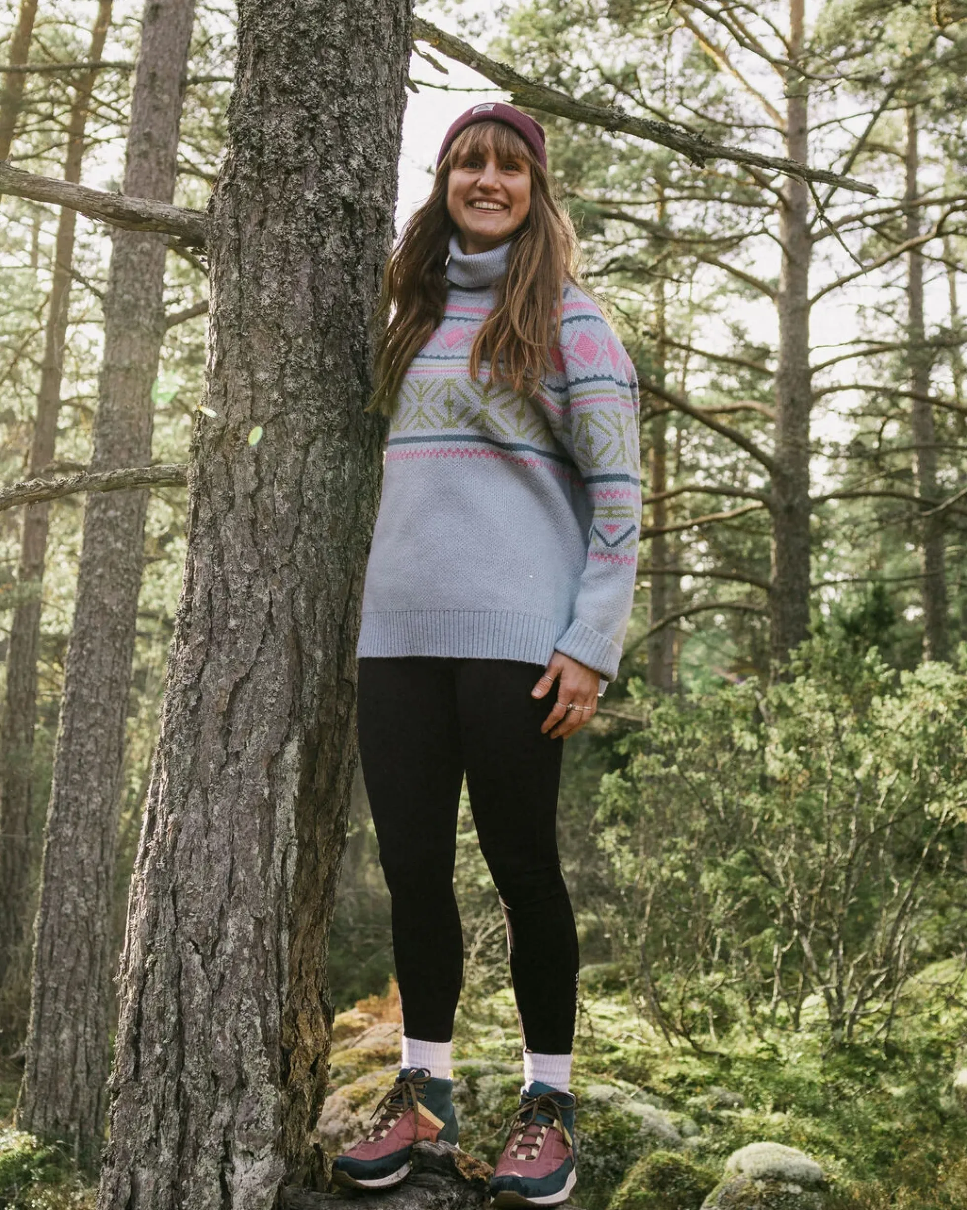 Damen Whimsical Oversized Polo Neck Strickpullover