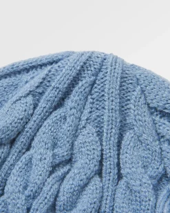 Fireside Zopfmuster-Beanie – Verblasstes Denim
