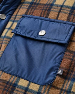 Herren Firelight Sherpa-gefüttertes Überhemd – Dunkelblau/Karamell Karo