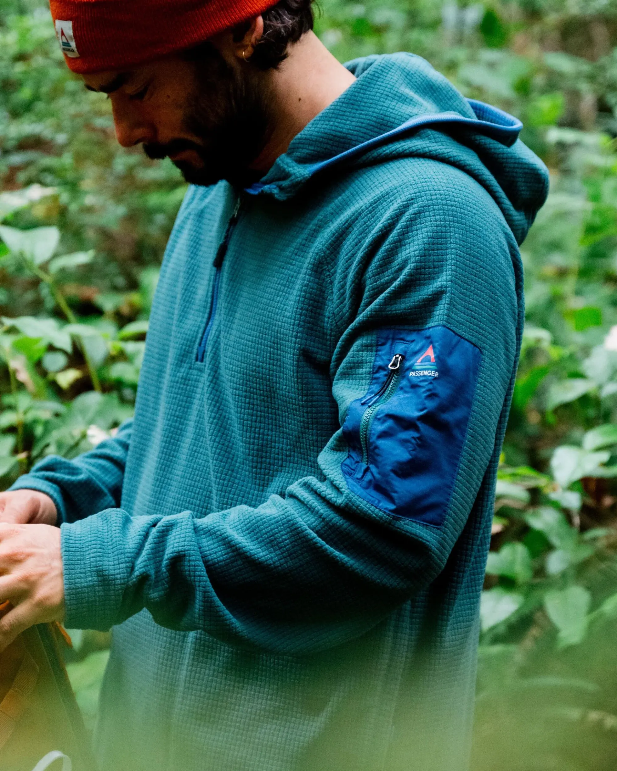 Herren Forestscape Grid Fleece Hoodie