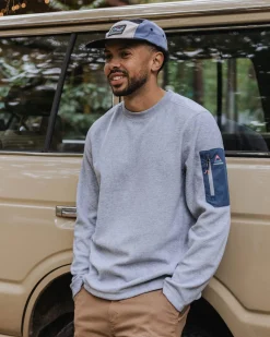 Herren Forestscape Grid Fleece Crew