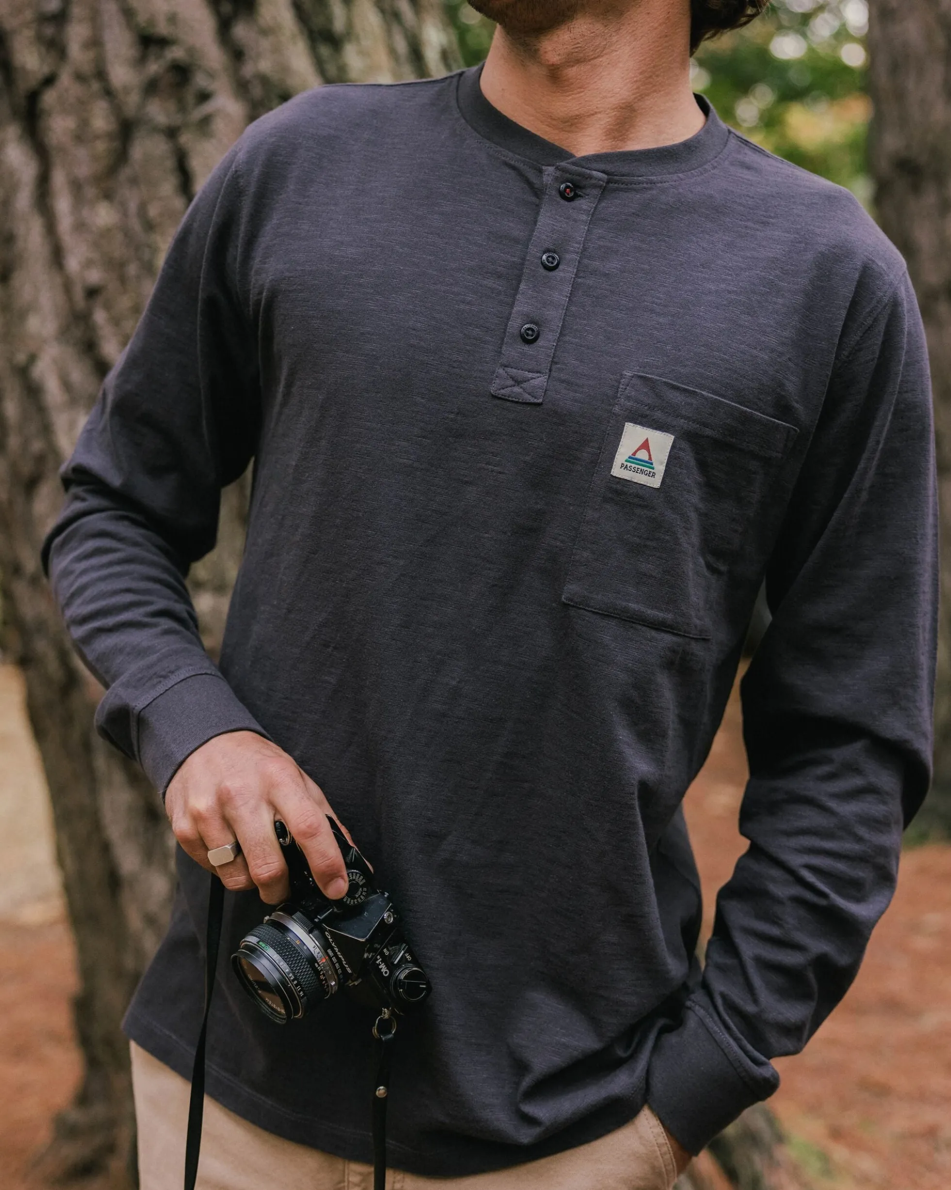 Herren Headland Langarmshirt Slub Henley