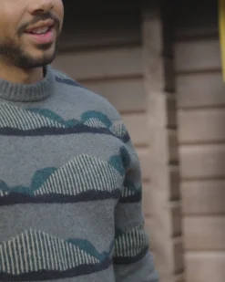 Herren Seafoam Gemusterter Strickpullover
