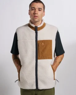Herren Trekker Deep Pile Sherpa Top – Warm Ivory