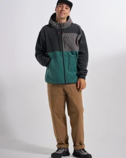 Herren Woodland Fleecejacke mit Kapuze und Reißverschluss – Faded Black/Deep Ocean