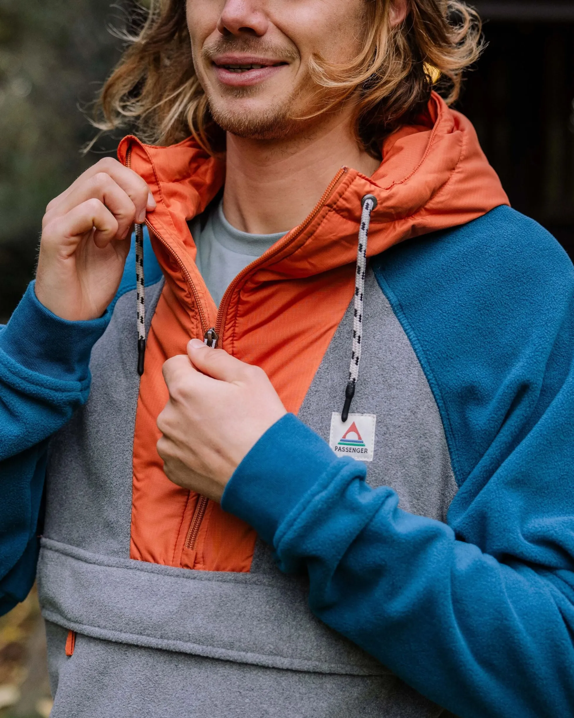 Herren Woodland Kapuzenpullover mit 1/2 Reißverschluss aus Polarfleece