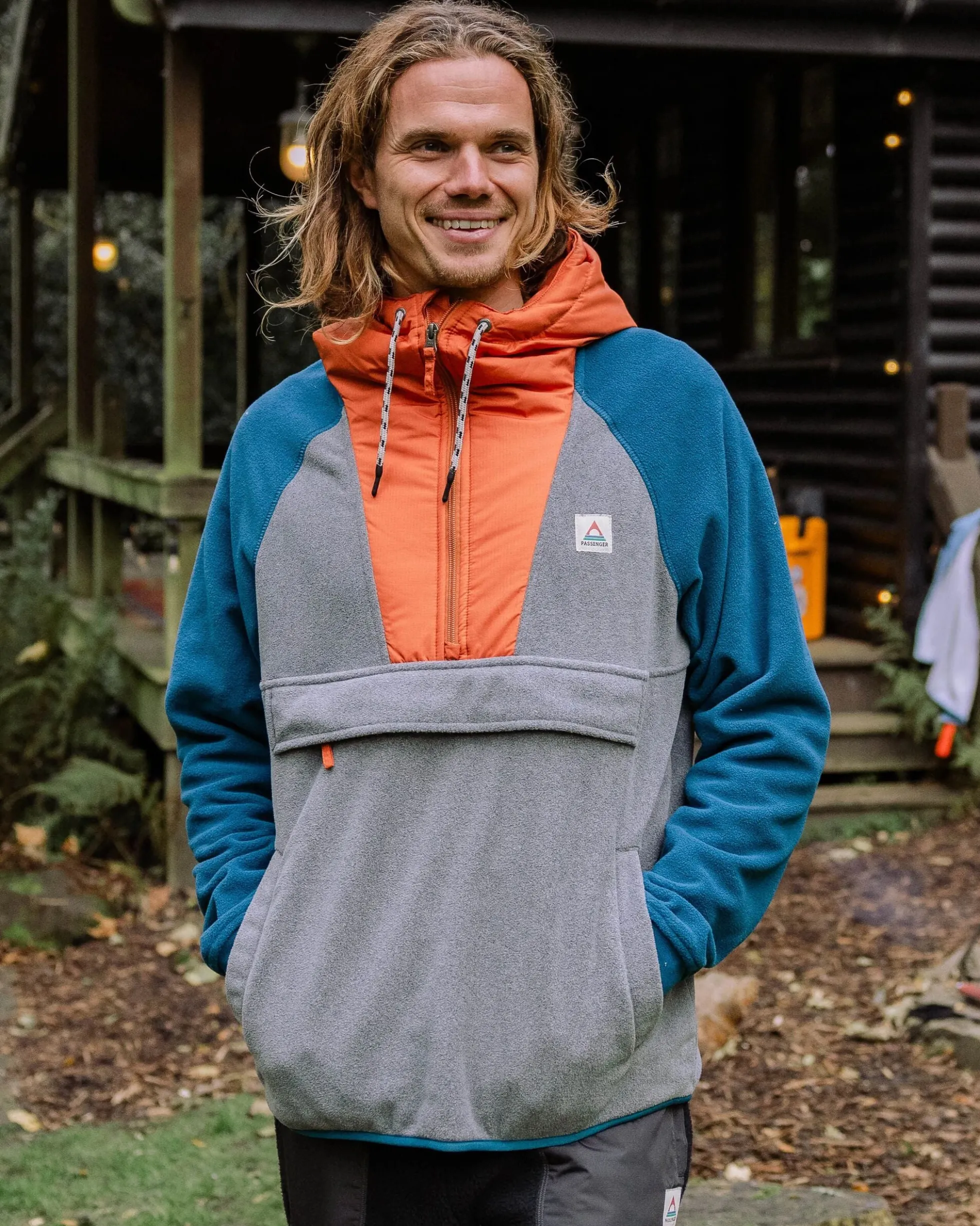Herren Woodland Kapuzenpullover mit 1/2 Reißverschluss aus Polarfleece