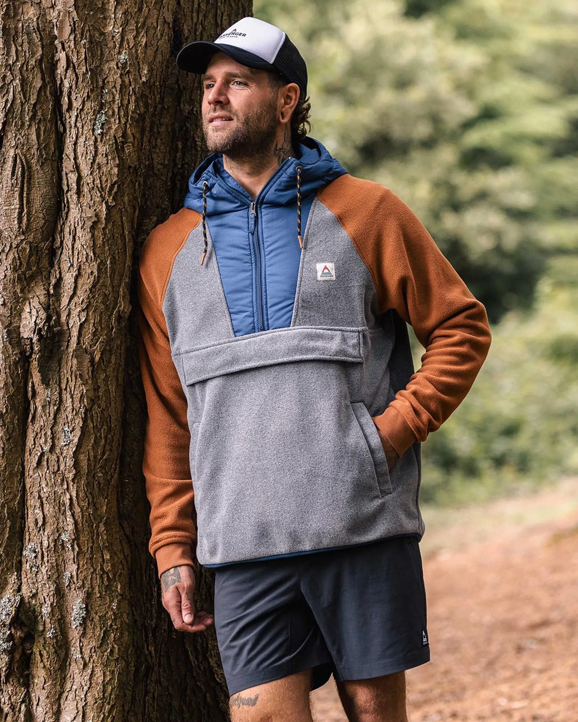 Herren Woodland 1/2 Reißverschluss Kapuzen Polar Fleece